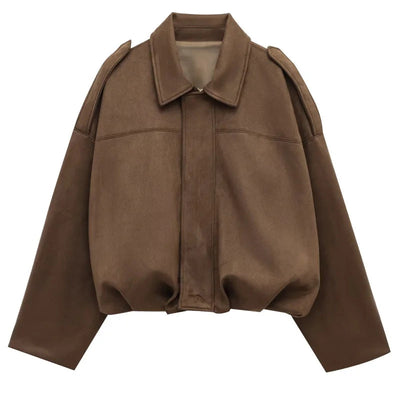 VIRAL Suedine Bomber Jacket - Luxurise Fashion - 