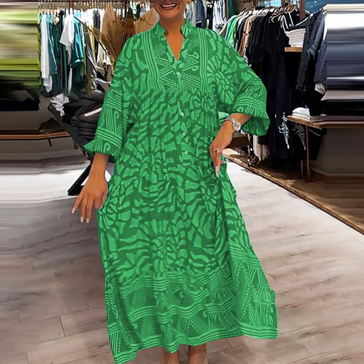 GISILA - LANGES LOCKERES KLEID MIT MUSTER